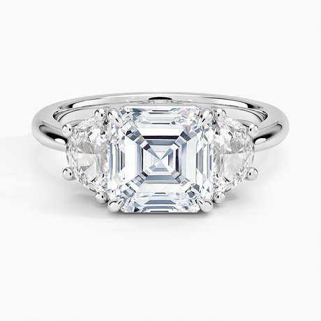 Half Moon Three Stone Diamond Ring