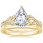 18K Yellow Gold Begonia Vine Diamond Ring (1/2 ct. tw.) with Petite Comfort Fit Wedding Ring