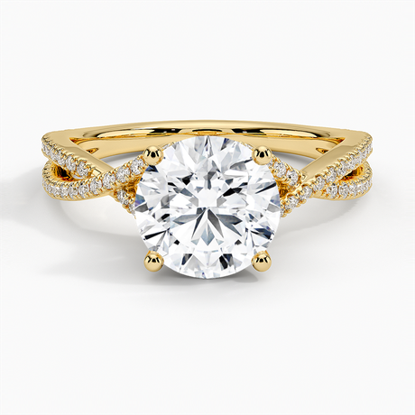 18K Yellow Gold Jacinta Twisting Split Shank Diamond Ring