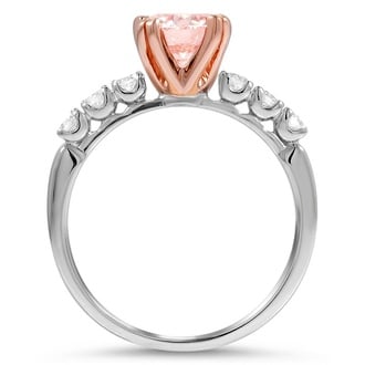 Custom Mixed Metal Peach Sapphire Engagement Ring