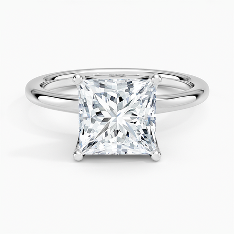 18K White Gold Fleur Solitaire Ring