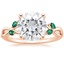 14K Rose Gold Willow Ring With Lab Emerald Accents, smalltop view