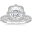 18KW Moissanite Reina Diamond Ring with Versailles Diamond Ring (3/8 ct. tw.), smalltop view