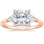 14K Rose Gold Luxe Trillion Cut Three Stone Diamond Ring, smalltop view