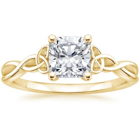 18K Yellow Gold Entwined Celtic Love Knot Ring with Celtic Knot Diamond Ring