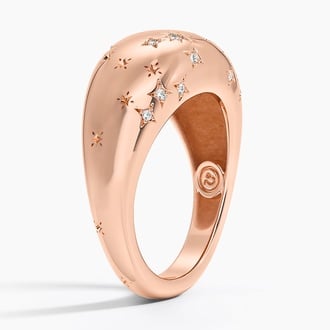 Leo Zodiac Constellation Diamond Dome Ring