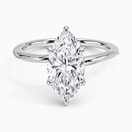 Platinum Adorned Camellia Milgrain Diamond Ring