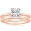 14K Rose Gold Secret Halo Diamond Ring with Petite Comfort Fit Wedding Ring