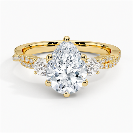 Luxe Three Stone Petite Twisted Vine Diamond Ring