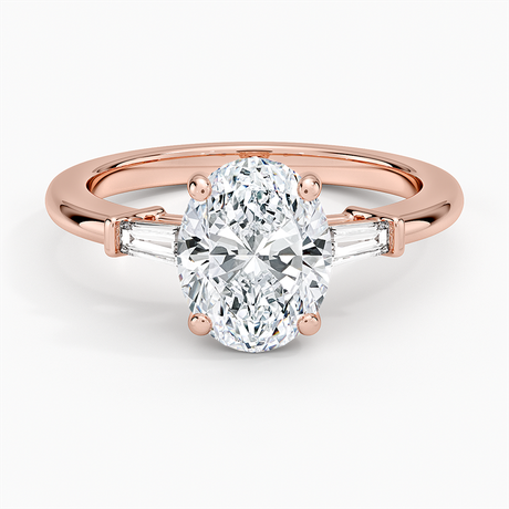 14K Rose Gold Symphony Tapered Baguette Three Stone Diamond Ring (1/5 ct. tw.)