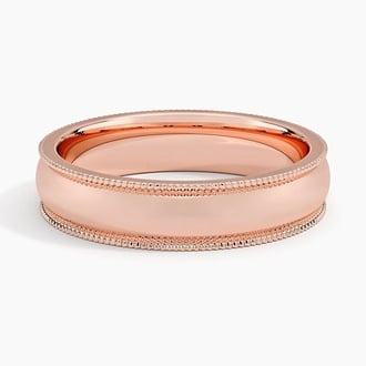 Milgrain 5mm Wedding Ring in 14K Rose Gold