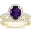 18K Yellow Gold Luxe Sienna Halo Diamond Ring (3/4 ct. tw.) with Luxe Amelie Diamond Ring (1/2 ct. tw.)