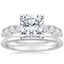 18K White Gold Montage Diamond Ring with Petite Comfort Fit Wedding Ring
