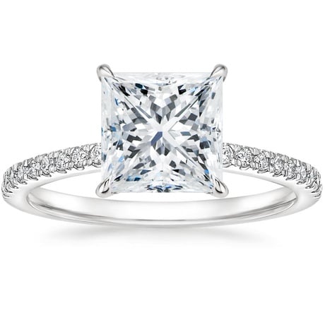 18K White Gold Petite Demi Diamond Ring with Ballad Diamond Ring