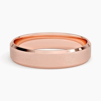 Slim Profile Beveled Edge Matte 4.5mm Ring in 14K Rose Gold