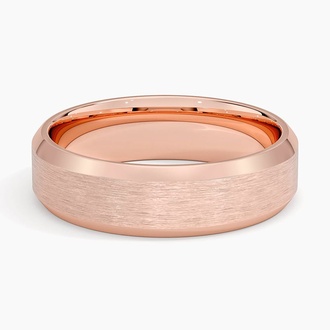 Beveled Edge Matte 6mm Wedding Ring in 14K Rose Gold