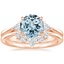 14KR Aquamarine Trillion Three Stone Diamond Engagement Ring with Hadley Contoured Diamond Ring, smalltop view