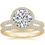 18K Yellow Gold Valencia Halo Diamond Bridal Set