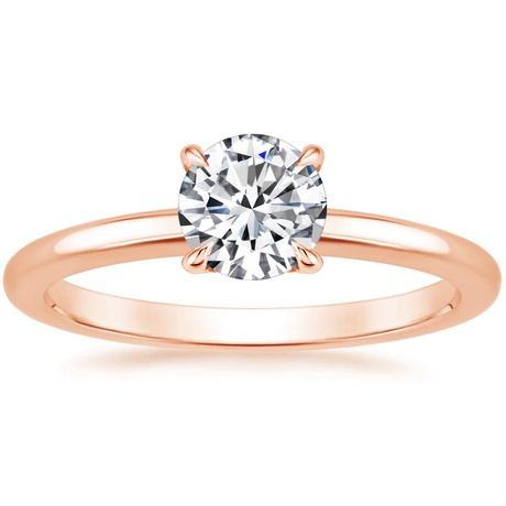 14K Rose Gold Elodie Ring with Crescent Diamond Ring