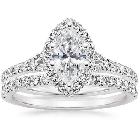 18K White Gold Joy Diamond Ring (1/3 ct. tw.) with Bliss Diamond Ring (1/5 ct. tw.)