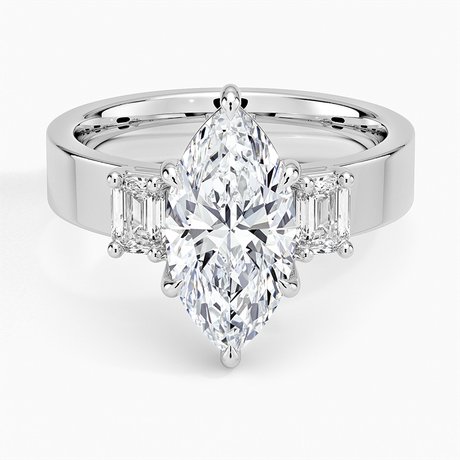 18K White Gold Peyton Emerald Cut Three Stone Diamond Ring (1/2 ct. tw.)