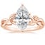 14K Rose Gold Budding Willow Solitaire Ring, smalltop view