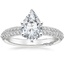 18K White Gold Tacori Sculpted Crescent Knife Edge Diamond Ring, smalltop view