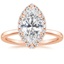 14K Rose Gold Vienna Halo Diamond Ring, smalltop view