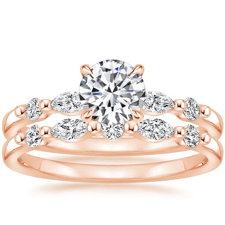 14K Rose Gold Petite Versailles Diamond Bridal Set (3/8 ct. tw.)
