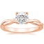 14K Rose Gold Twisted Vine Solitaire Ring, smalltop view