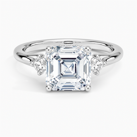 18K White Gold Floating Three Stone Diamond Ring