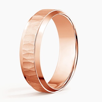 Beveled Edge Aspen 6.5mm Wedding Ring in 14K Rose Gold