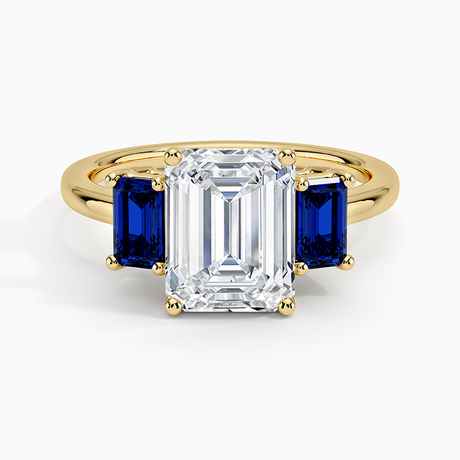 18K Yellow Gold Luxe Rhiannon Three Stone Sapphire Ring