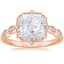 14K Rose Gold Cadenza Halo Diamond Ring, smalltop view