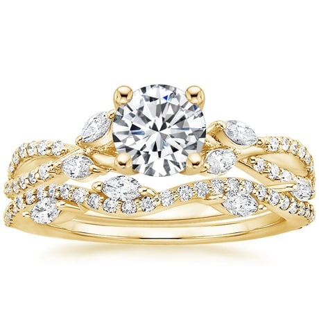18K Yellow Gold Luxe Willow Diamond Ring (1/4 ct. tw.) with Luxe Winding Willow Diamond Ring (1/4 ct. tw.)