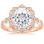 14K Rose Gold Cadenza Halo Diamond Ring, smalltop view