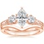14K Rose Gold Three Stone Hudson Diamond Ring (1/3 ct. tw.) with Chevron Ring