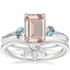 Platinum Camellia Indigo Milgrain Ring with Abelia Diamond Ring