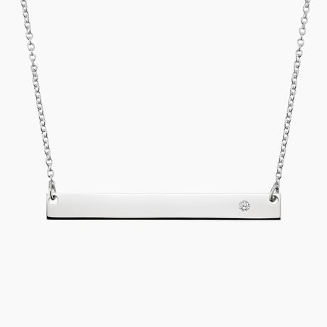 Engravable Horizontal Bar Diamond Pendant