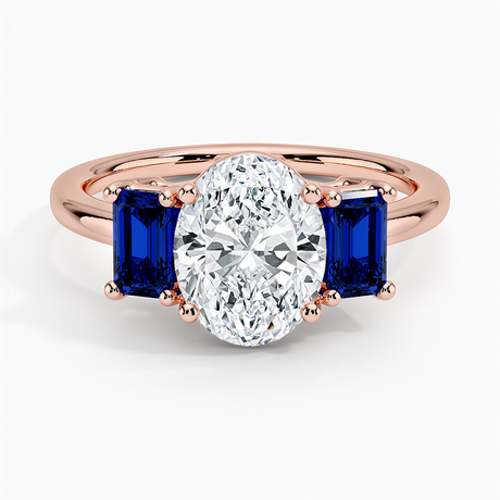 14K Rose Gold Luxe Rhiannon Three Stone Sapphire Ring