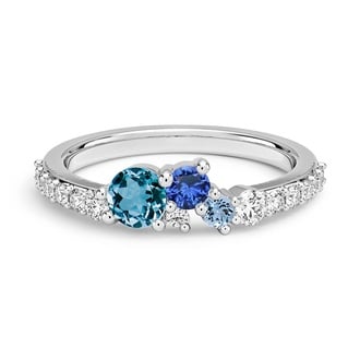 Custom Blue Gemstone Cluster Ring