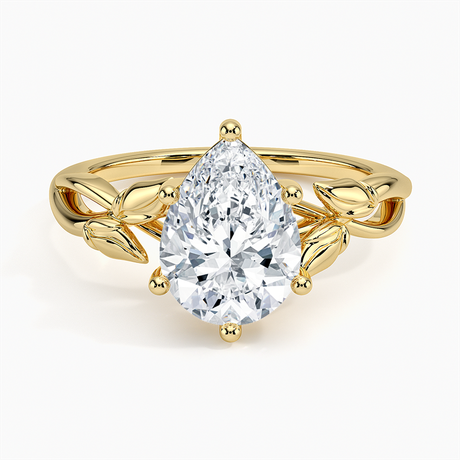 18K Yellow Gold Budding Willow Solitaire Ring