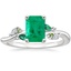 18K White Gold Arden Diamond Ring with Lab Emerald Accents, smalltop view