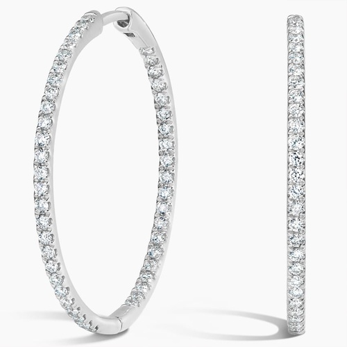 18K White Gold Echo Diamond Hoop Earrings (3/4 ct. tw.)