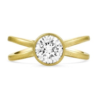 Custom Split-Shank Bezel Diamond Ring