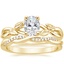 18K Yellow Gold Budding Willow Ring with Petite Twisted Vine Diamond Ring (1/8 ct. tw.)