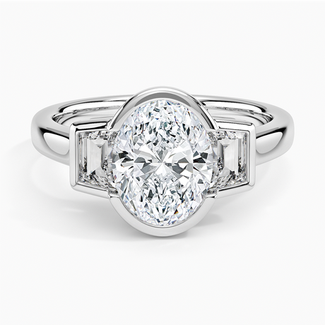 14K White Gold Seamless Trapezoid Three Stone Diamond Ring (1/2 ct. tw.)