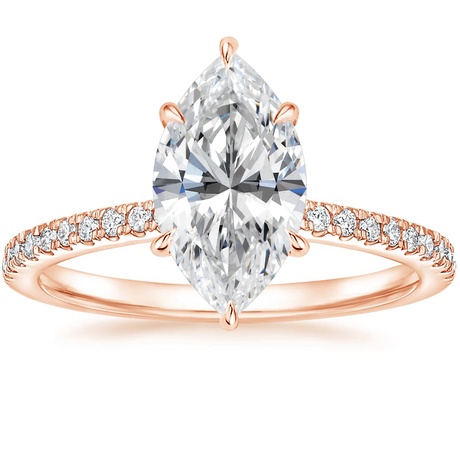 14K Rose Gold Petite Demi Diamond Ring with Ballad Diamond Ring