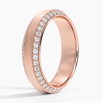 Beveled Edge Matte Eternity Lab Diamond 6mm Wedding Ring (1 ct. tw.) in 14K Rose Gold
