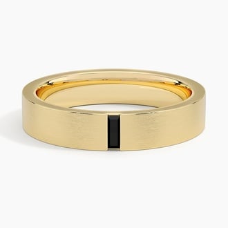 Apollo Black Diamond 4.5mm Wedding Ring in 18K Yellow Gold